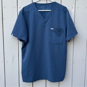 Figs Men's Blue V-Neck Shirt